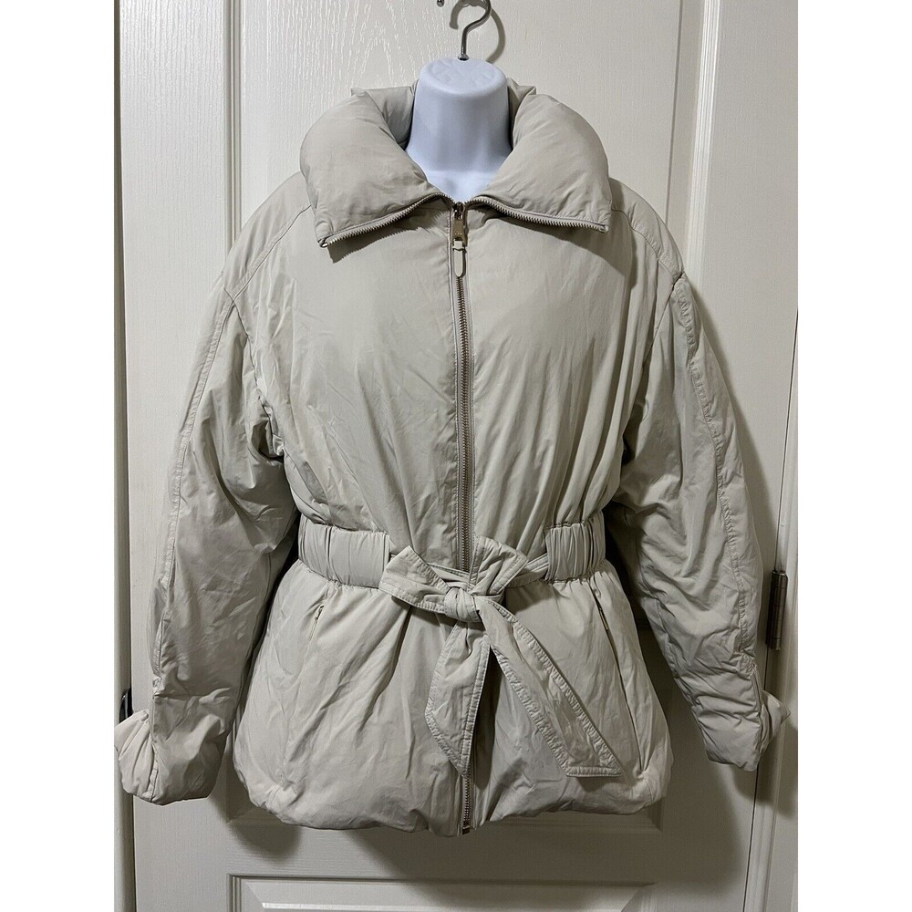 TED BAKER Alexiii Belted Cream Down Puffer Jacket Size 1 (S or XS) EUC